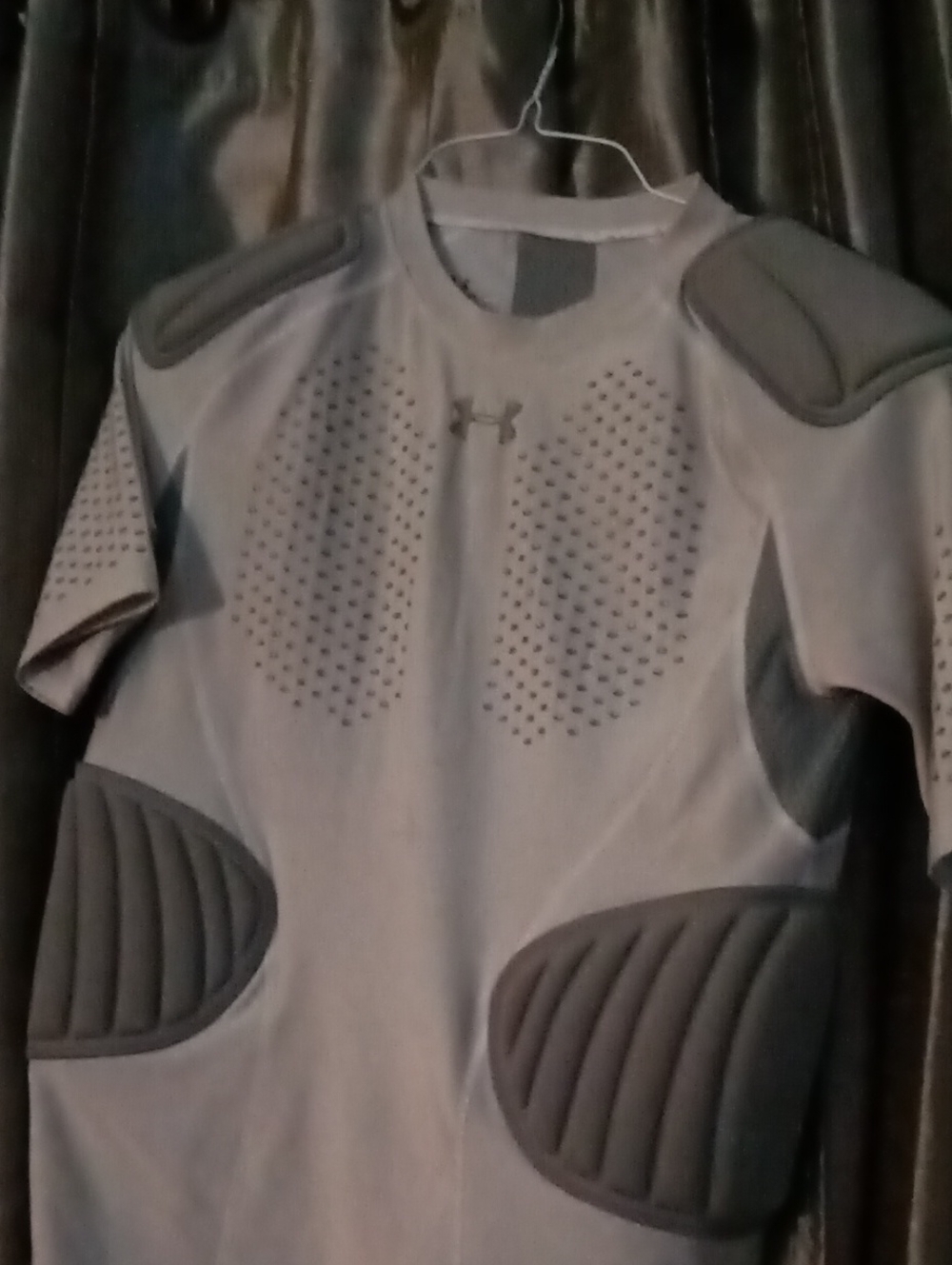 Under Armour Gray Padded Compression Top with Shoulder and Hip Pads